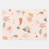 Retro Boho Waterverf Rainbow Neutral Inpakpapier Vel (Voorkant 3)