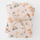 Retro Boho Waterverf Rainbow Neutral Inpakpapier Vel (In situ)