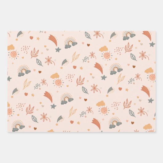 Retro Boho Waterverf Rainbow Neutral Inpakpapier Vel (Voorkant)