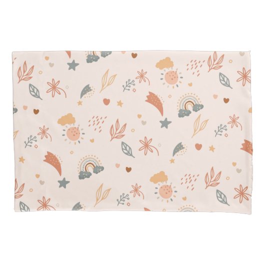 Retro Boho Waterverf Rainbow Neutral Kussensloop (Voorkant)