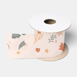 Retro Boho Waterverf Rainbow Neutral Satijnen Lint