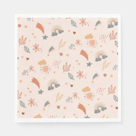 Retro Boho Waterverf Rainbow Neutral Servet