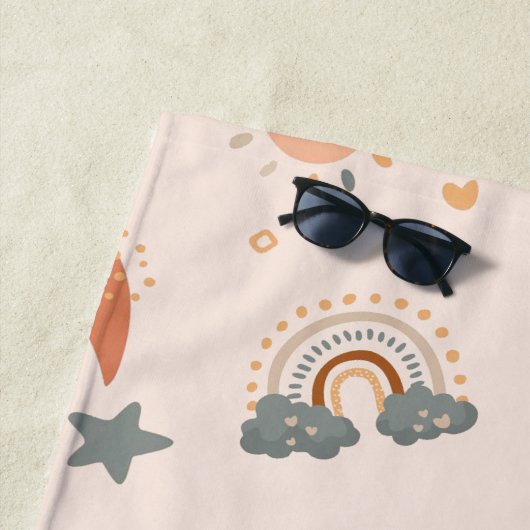 Retro Boho Waterverf Rainbow Neutral Strandlaken (In situ)