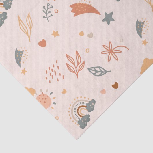 Retro Boho Waterverf Rainbow Neutral Tissuepapier (Detail)