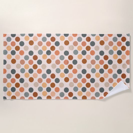 Retro Boho Waterverf Stippen Neutraal Strandlaken (Voorkant)