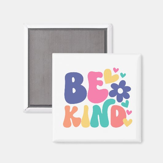 Retro Boho Wees Aardig – Kleurrijke Groovy Bloem Magneet (Voorkant / Achterkant)