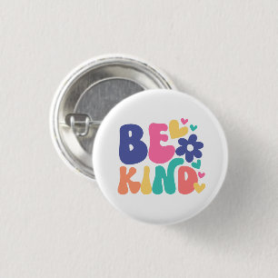 Retro Boho Wees Aardig – Kleurrijke Groovy Bloem Ronde Button 3,2 Cm
