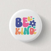 Retro Boho Wees Aardig – Kleurrijke Groovy Bloem Ronde Button 3,2 Cm (Voorkant)