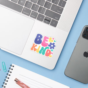 Retro Boho Wees Aardig – Kleurrijke Groovy Bloem Sticker