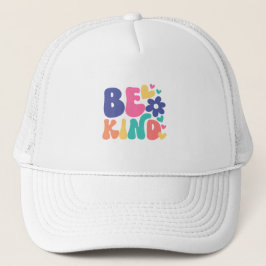 Retro Boho Wees Aardig – Kleurrijke Groovy Bloem Trucker Pet