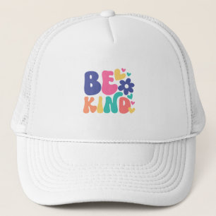 Retro Boho Wees Aardig  – Kleurrijke Groovy Bloem  Trucker Pet