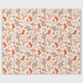 Retro Boho Western kerst woestijn cactus patroon Cadeaupapier (Vlak)