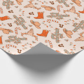 Retro Boho Western kerst woestijn cactus patroon Cadeaupapier (Hoek)