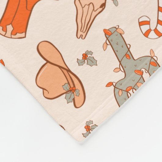 Retro Boho Western kerst woestijn cactus patroon Fleece Deken (Hoek)