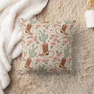 Retro Boho Western Woestijn Cactus & Bloemmotief Kussen