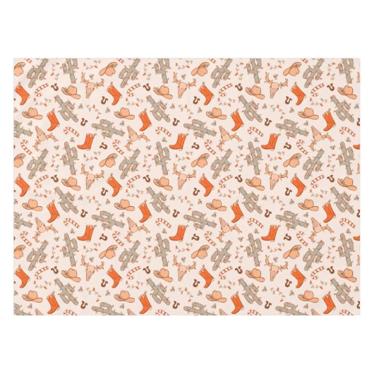 Retro Boho Westerne Desert Cactus Patroon Kerst Tafelkleed (Voorkant (Horizontaal))