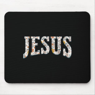 Retro Boho Wilde Bloem Jezus God Geloof Religieus Muismat