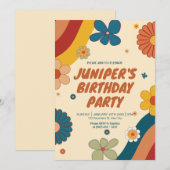 Retro Boho Wildflower groovy regenboog 70s verjaar Kaart (Voorkant / Achterkant)