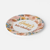 Retro Boho Wildflower Meisje Verjaardagsfeest Papieren Bordje (Gekanteld)