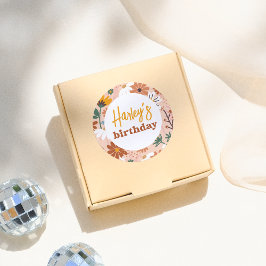 Retro Boho Wildflower Meisje Verjaardagsfeest Ronde Sticker