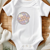 Retro Boho Wolk Baby Eén Maand Mijlpaal Ronde Sticker