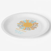 Retro boho zon hier komt de zon papieren bordje (Gekanteld)