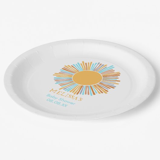 Retro boho zon hier komt de zon papieren bordje (Gekanteld)