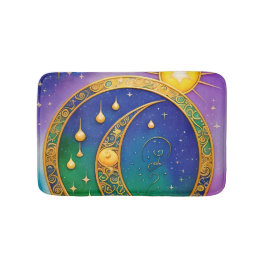 Retro Boho Zon Maan Sterren Hippie Vintage  Badmat