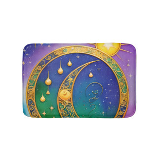 Retro Boho Zon Maan Sterren Hippie Vintage Badmat