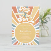Retro Boho Zonnebabyfeest Kaart (Staand voorkant)