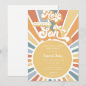 Retro Boho Zonnebabyfeest Kaart (Voorkant / Achterkant)