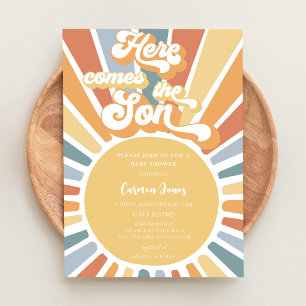 Retro Boho Zonnebabyfeest Kaart