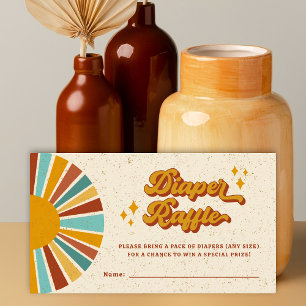 Retro Boho Zonneluier Raffle Baby shower Informatiekaartje