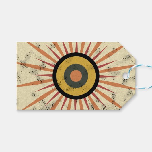 Retro Boho Zonneuitbarsting Design Cadeaulabel (Voorkant (Horizontaal))