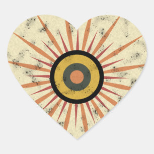 Retro Boho Zonneuitbarsting Design Hart Sticker
