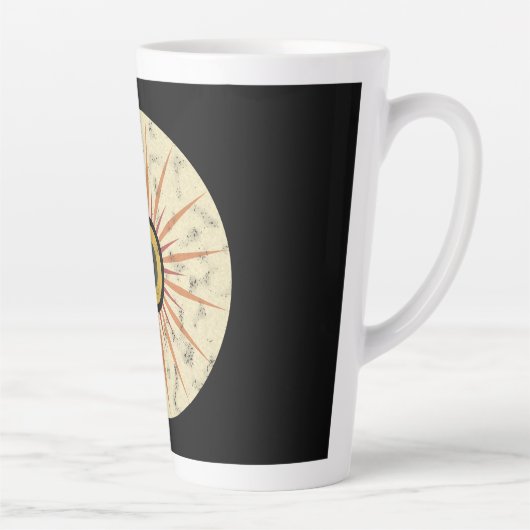 Retro Boho Zonneuitbarsting Design Latte Mok (Rechts)