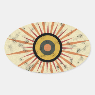 Retro Boho Zonneuitbarsting Design Ovale Sticker