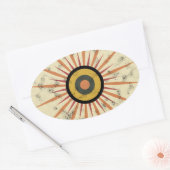 Retro Boho Zonneuitbarsting Design Ovale Sticker (Envelop)
