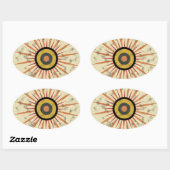 Retro Boho Zonneuitbarsting Design Ovale Sticker (Vel)