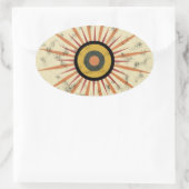 Retro Boho Zonneuitbarsting Design Ovale Sticker (Tas)