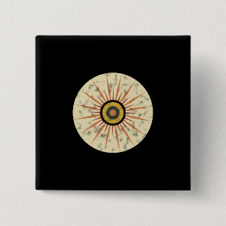 Retro Boho Zonneuitbarsting Design Vierkante Button 5,1 Cm
