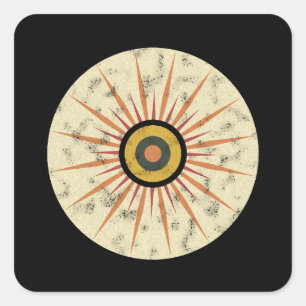 Retro Boho Zonneuitbarsting Design Vierkante Sticker
