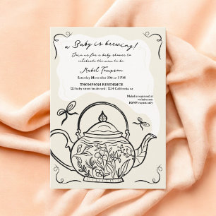 Retro boho zwarte boog theepot baby is brouwen dou kaart