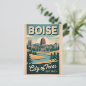 Retro Boise Idaho Stad van Bomen Reizen Briefkaart (Staand voorkant)