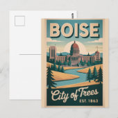 Retro Boise Idaho Stad van Bomen Reizen Briefkaart (Voorkant / Achterkant)