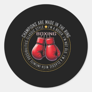 Retro bokshandschoenen liefde geschenken voor Boxe Ronde Sticker