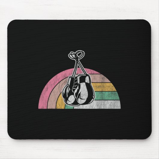 Retro bokshandschoenen Rainbow Vibes Muismat (Voorkant)