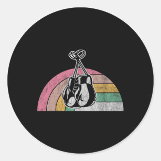 Retro bokshandschoenen Rainbow Vibes Ronde Sticker
