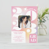 Retro bold 2023, holografisch, 5 foto's, afstudere kaart (Staand voorkant)