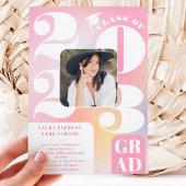 Retro bold 2023, holografisch, 5 foto's, afstudere kaart